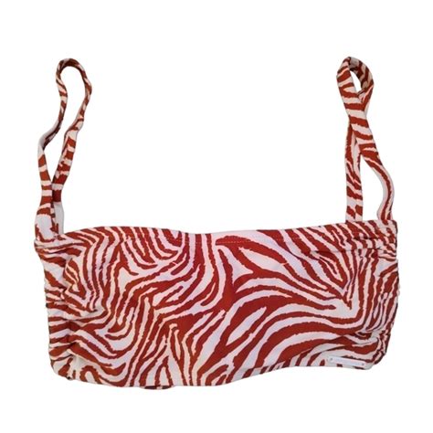 Kendall Kylie Swim Kendall Kylie Rust Abstract Tiger Stripe Bikini Top Szxl Poshmark