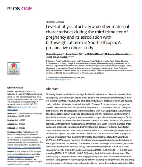 Level Of Physical Activity And Other Maternal Characteristics During