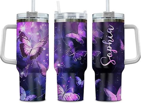 Amazon Hyturtle Personalized Purple Butterfly 40oz Tumbler With