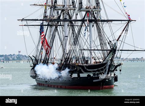 Constitution Old Ironsides Firing Cannons During Turnaround At Castle