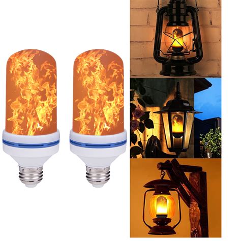 Pack Led Flame Effect Light Bulb E Flickering Fire Atmosphere