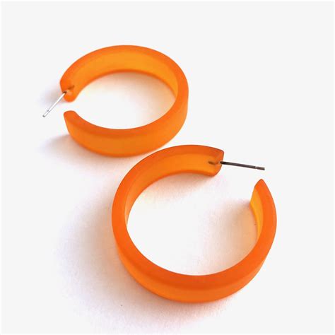 Portland Frosted Lucite Hoop Earrings | Orange accessories, Vintage earrings, Orange earrings