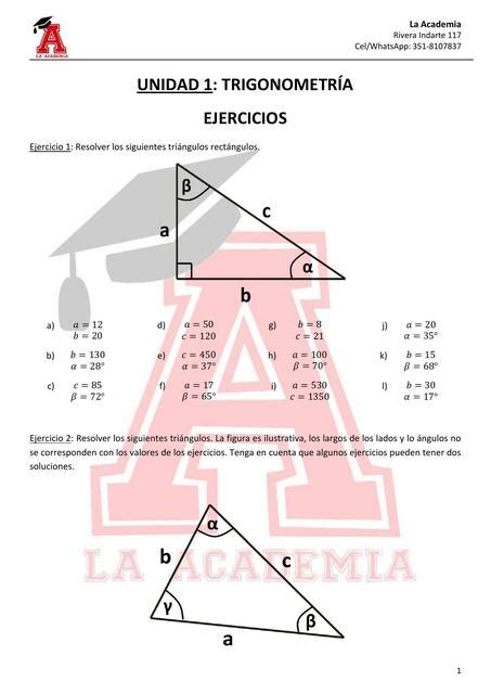 Examen de Ingreso UTN Trigonometría EJERCICIOS Mundo de Ingenieros