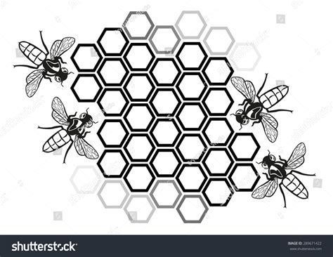 Flat Honey Bee Honeycomb Illustration Silhouette Stock Vector 289671422 Shutterstock