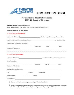 Fillable Online Nomination Form Net Fax Email Print Pdffiller