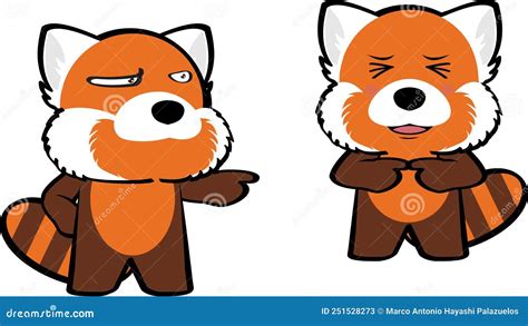 Asahmed Red Panda Cartoon Expressions Pack Illustration Stock Vector