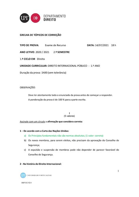 Dip Notas De Dip Grelha De Tpicos De Correo Tipo De Prova