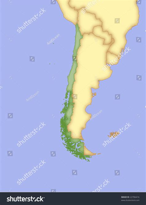 Chile Vector Map Borders Surrounding Countries Stock Vector Royalty