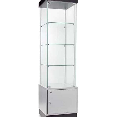 Semi Frameless Tower Showcase Display Cabinet With Storage