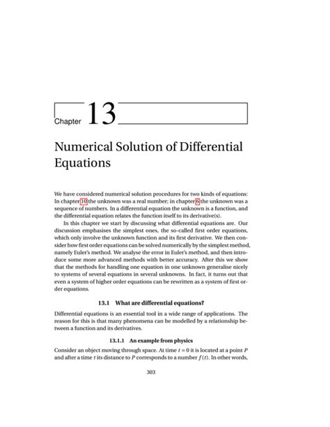 Numerical Solution Of Differential Equations