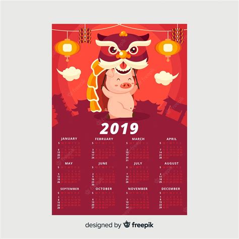 Free Vector | Beautiful chinese new year calendar