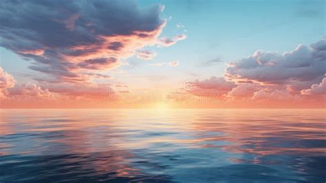 Calm Ocean Horizon At Dawn Ai Generated Stock Illustration