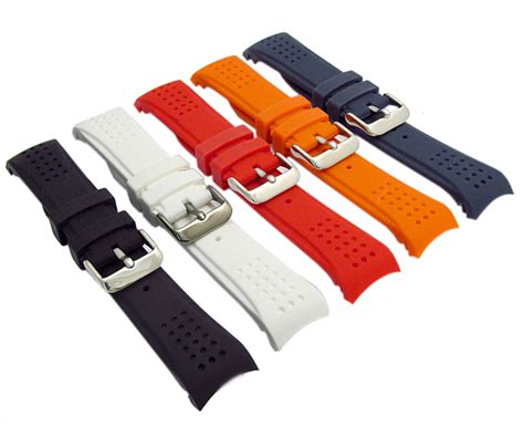 Replacement Silicone Watch Strap Curved Ends 5 Colours 22mm 24mm C098