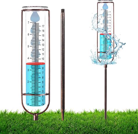 Rain Gauge Outdoor 7 Inch Large Capacity Glass Rain Gauge Outdoor With