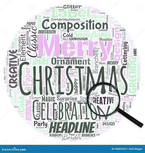 Big Word Cloud In The Shape Of Circle With Magnifying Glass With Words