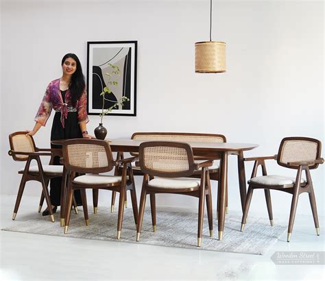 Buy Aritva Teak Wood 6 Seater Dining Table Set With Bench Teak Finish