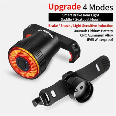 Rockbros Bicycle Smart Auto Brake Sensing Light Ipx Waterproof Led