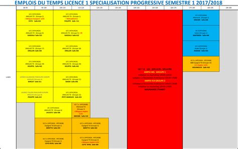 Emplois Du Temps Licence 1 Spécialisation Progressive Semestre 1 2017 2018 Ufr Langues Et