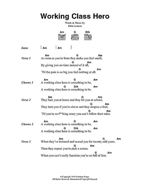 The Guitar Chords For Working Class Hero