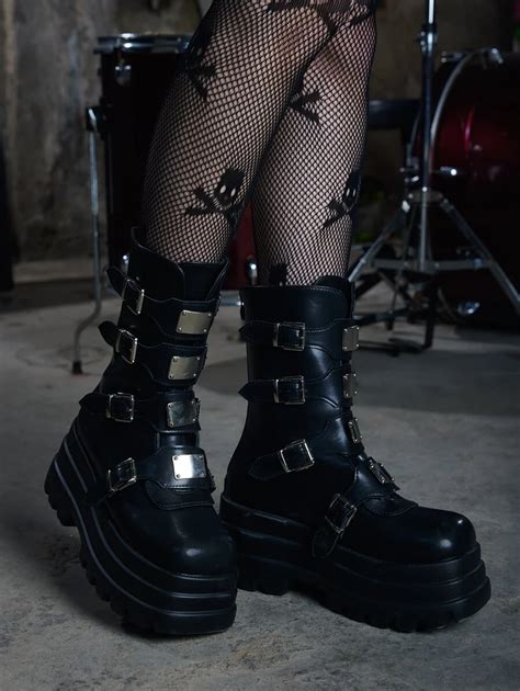 Romwe Grunge Punk Mujer Con Dise O De Hebilla De Punta Cuadrada Botas