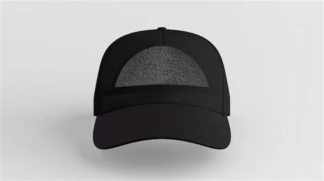 Black Trucker Hat Mockup Illustration On White Background Premium AI