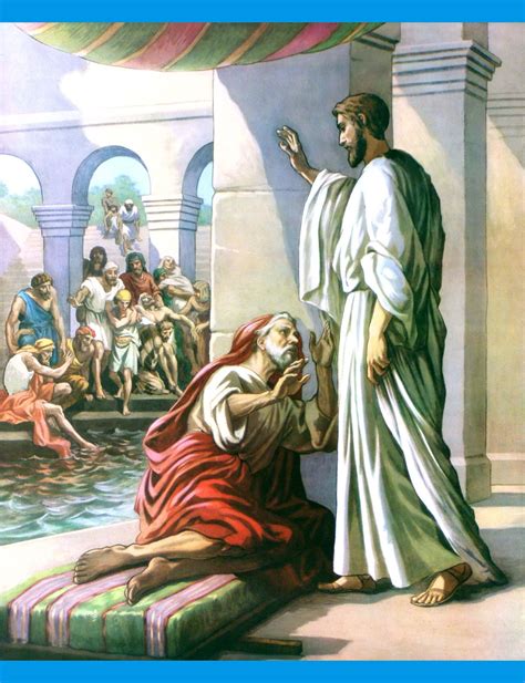 Jesus Heals Lame Man At Pool Before The Scripture Lady