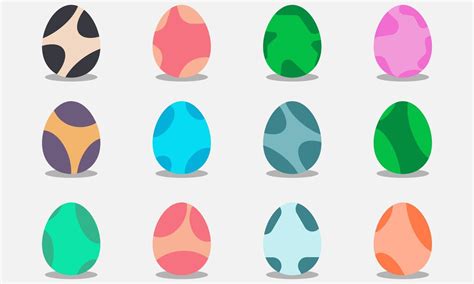 Cute Colorful Cartoon Style Spotted Dinosaur Eggs Set Collection