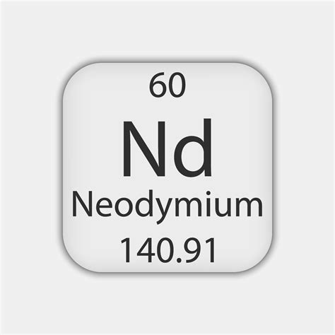 Neodymium Symbol Chemical Element Of The Periodic Table Vector