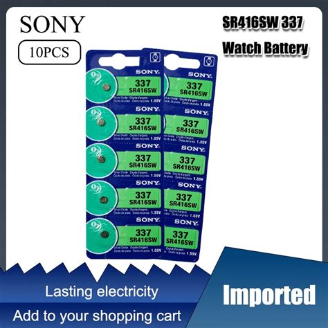 10pcs Sony 100 Original 337 SR416SW 1 55V Silver Oxide Watch Battery