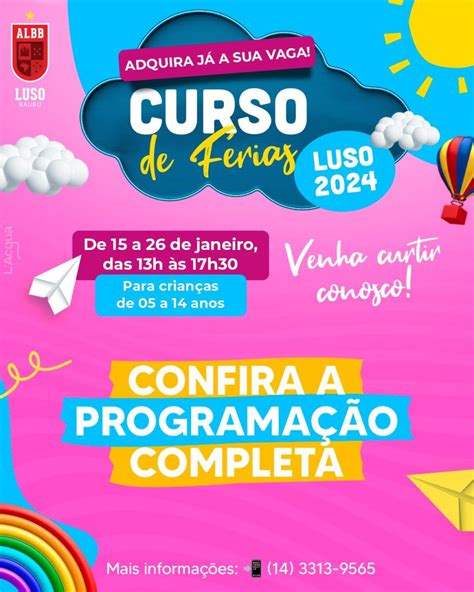 PROGRAMAÇÃO COMPLETA CURSO DE FÉRIAS LUSO BAURU 2024 Portal Luso