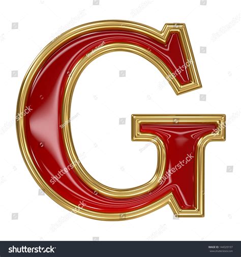 Ruby Red Golden Outline Alphabet Letter Stock Illustration