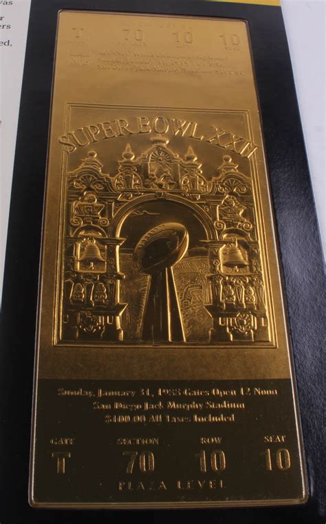 Super Bowl XXII Commemorative Score Card with 22kt Gold Ticket ...