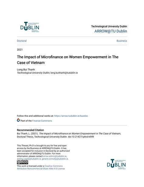 Pdf The Impact Of Microfinance On Women Empowerment In The Case Of Vietnam