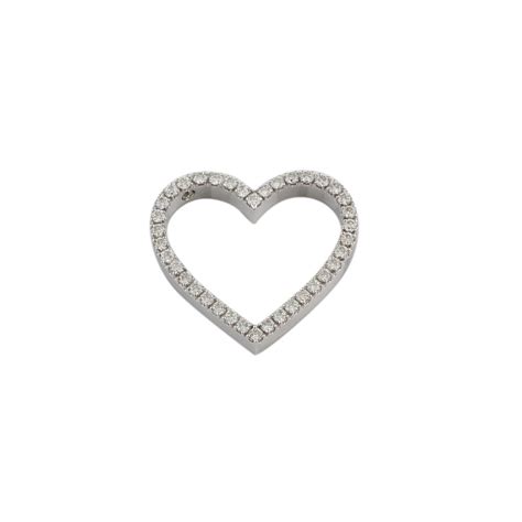 9ct White Gold 104ct Round Brilliant Cut Diamonds Heart Pendant