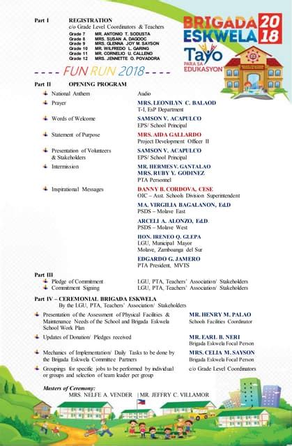 Brigada Eskwela 2018 Opening Program Pdf