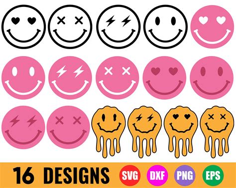 Smiley Face Svg Bundle Smile Svg Happy Face Svg Emoji Svg Etsy