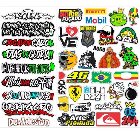 Super Cartela Kit Adesivos De Frases Para Moto Bike Carro Venda Em