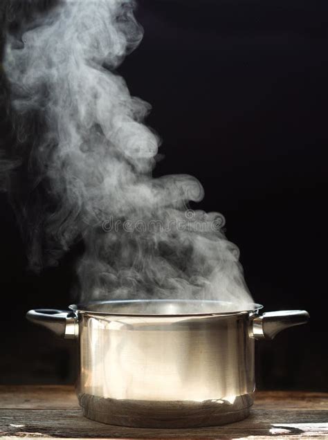 Steaming Of Hot Soup In A Boiling Pot Stock Photo Image Of Spoon