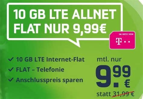 Telekom Netz Allnet Flat mit 10 GByte LTE für 9 99 Euro Discountfan de