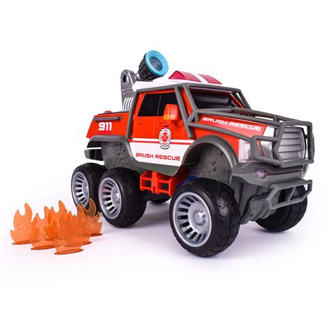 Maxx Action Fire Rescue Brush Firetruck With Lights Sounds Motorized Drive And Shooting Water