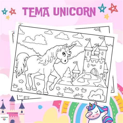 Jual Kertas Mewarnai Kertas Gambar Unicorn Kertas Mewarnai Anak