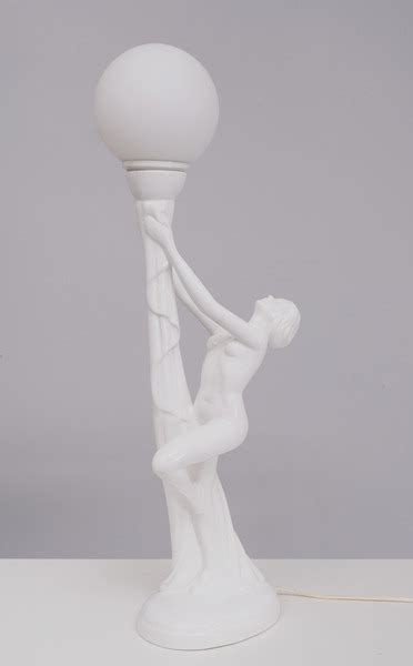 Art Deco White Ceramic Naked Woman Lamp Globe Italy S Vinterior