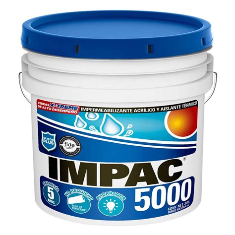 Impermeabilizante acrílico fibratado blanco 5 años impac 5000 3 8 l