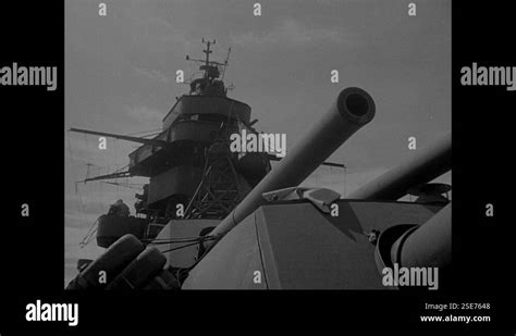 S Bikini Atoll American Flag Flies Over Turrets Of Battleship Navy Officer Stock Video