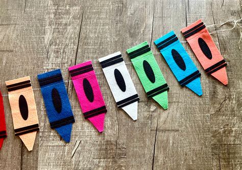 Crayon Garland Crayon Decor Felt Crayons Back To Etsy