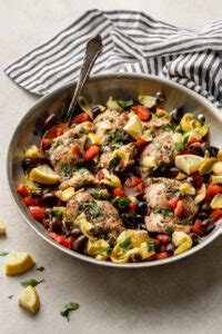 Easy One Pan Greek Chicken With Olives Nourish And Fete