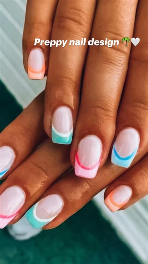 Preppy Nail Design 🌴🤍 Cute Gel Nails Summer Acrylic Nails Simple