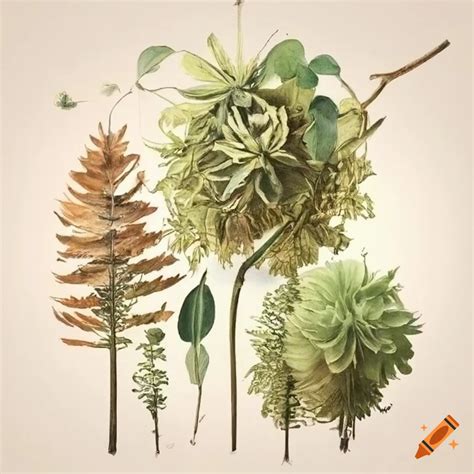 Stunning Vintage Botanical Pressed Plant Artwork On Craiyon