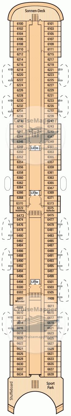 Artania deck 6 plan | CruiseMapper