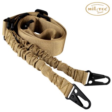 MIL TEC Sangle Tactique Bungee 2 Points Coyote Safe Zone Airsoft